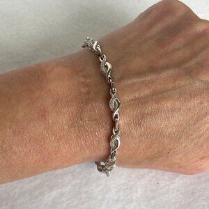 Kay Jewelers Sterling Silver 925 JWBR Infinity Link Diamond Tennis Bracelet FLAW